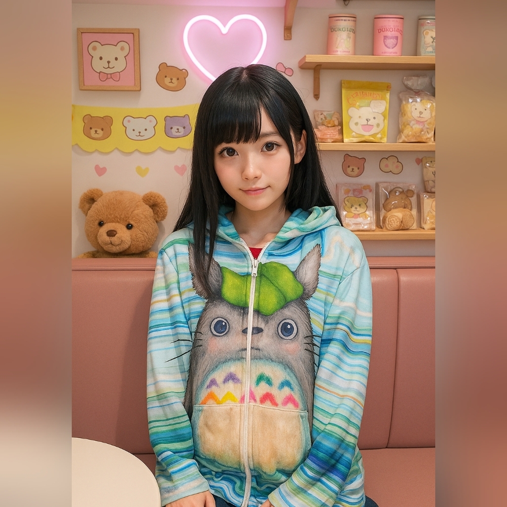 Camilla d'Errico My Neighbor Totoro Rainbow Character Zip Up Jacket Size Large